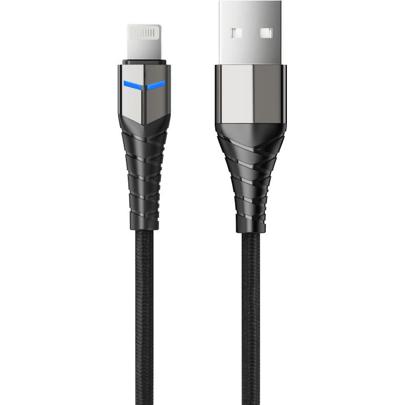 Кабель USB - Lightning, 1м, Accesstyle AL24-F100LED Black