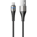 Кабель USB - Lightning, 1м, Accesstyle AL24-F100LED Black/Grey (AL24-F100LED Black-Gray)