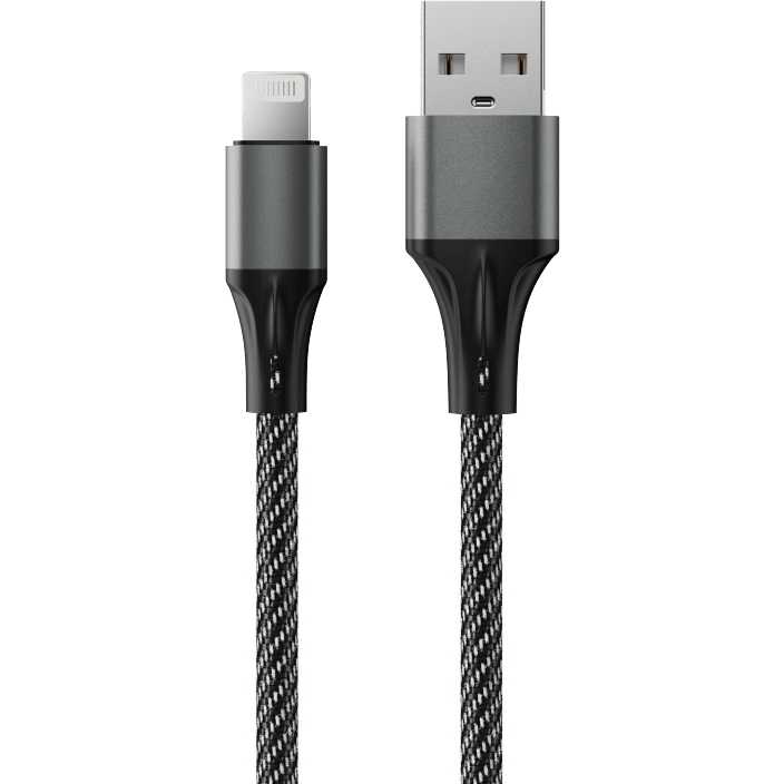 Кабель USB - Lightning, 1м, Accesstyle AL24-F100M Black/Grey - AL24-F100M Black-Gray