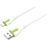 Кабель USB - Lightning, 2м, LDNIO LS572 White/Green (LD_C3816)