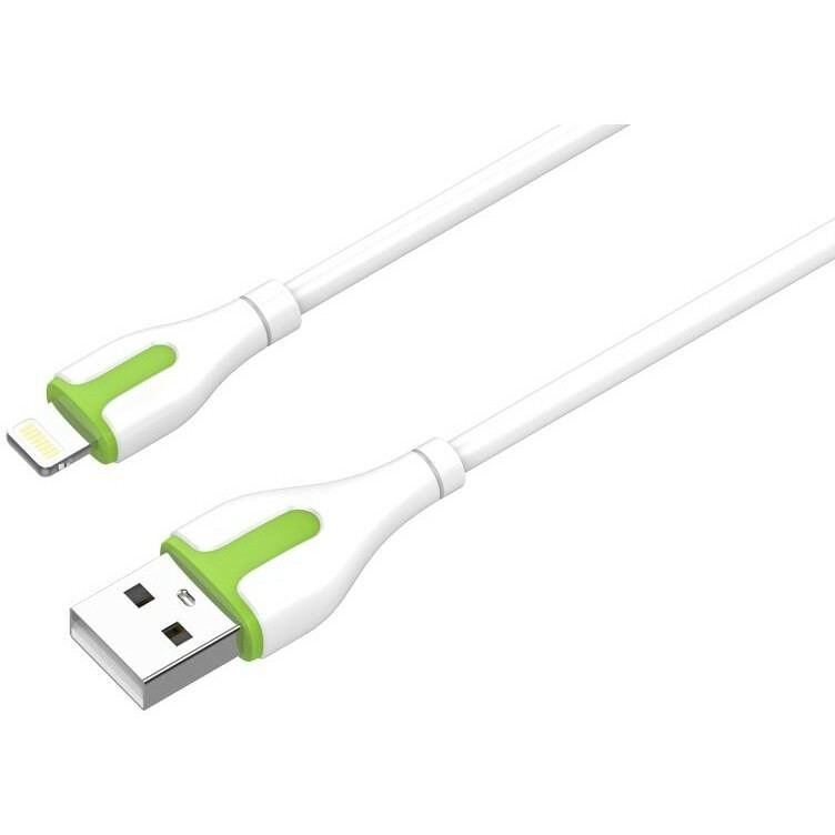 Кабель USB - Lightning, 2м, LDNIO LS572 White/Green - LD_C3816