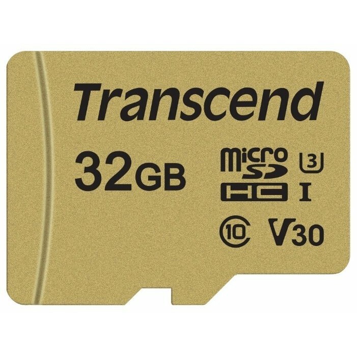 Карта памяти 32Gb MicroSD Transcend + SD адаптер  (TS32GUSD500S)