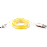 Кабель USB A (M) - microUSB B (M), 1м, Gmini GM-MEL200FLAT Yellow (GM-MEL200FLATY)