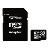 Карта памяти 32Gb MicroSD Silicon Power + SD адаптер (SP032GBSTH010V10-SP) (SP032GBSTH010V10SP)