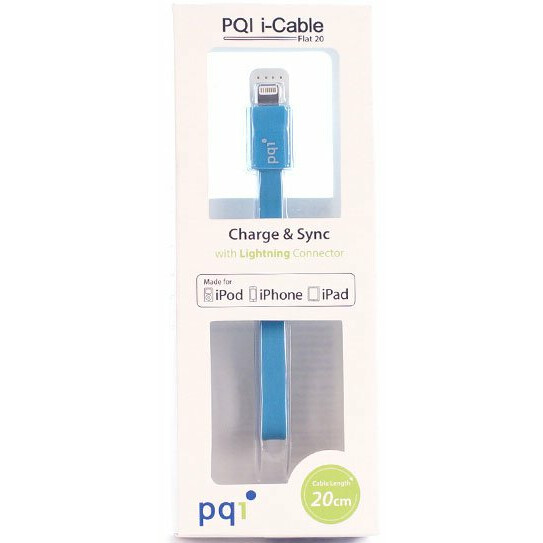 Кабель USB - Lightning, 0.2м, PQI PQI-iCABLE-FLAT20-BL
