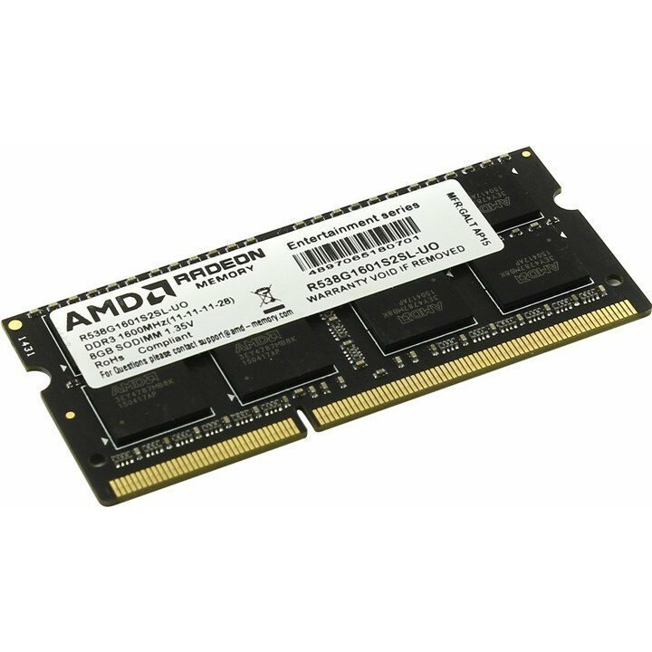 Оперативная память 8Gb DDR-III 1600MHz AMD SO-DIMM (R538G1601S2SL-UO) OEM