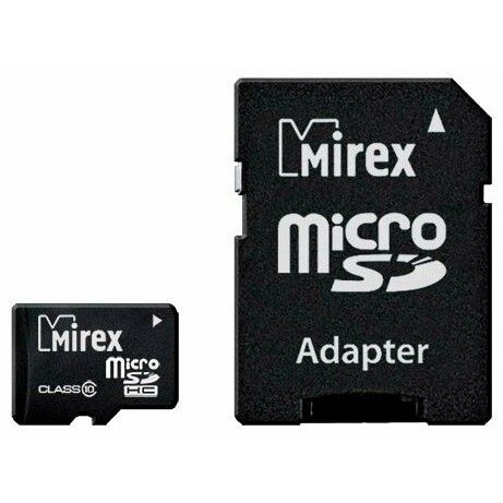 Карта памяти 4Gb MicroSD Mirex + SD адаптер (13613-AD10SD04)