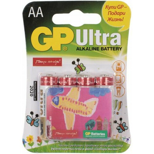 Батарейка GP 15AUGL Ultra Alkaline (AA, 4 шт) - 15AUGL-2CR4