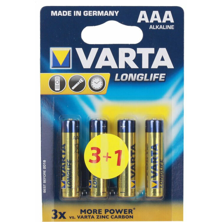 Батарейка Varta Long Life (AAA, 4 шт) - 04103101414
