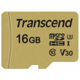 Карта памяти 16Gb MicroSD Transcend + SD адаптер  (TS16GUSD500S)