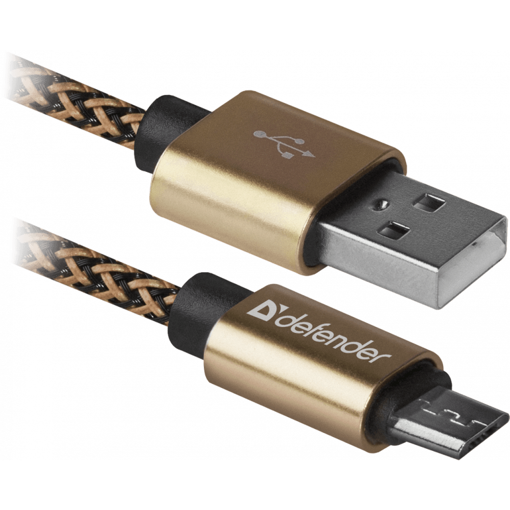 Кабель USB A (M) - microUSB B (M), 1м, Defender USB08-03T Gold - 87800