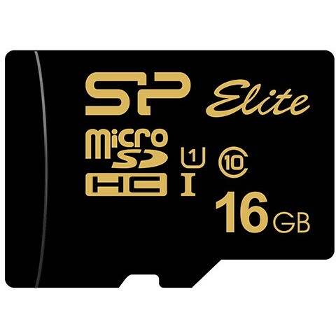 Карта памяти 16Gb MicroSD Silicon Power Elite Gold + SD адаптер (SP016GBSTHBU1V1GSP)