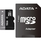 Карта памяти 16Gb MicroSD ADATA + SD адаптер (AUSDH16GUICL10-RA1)