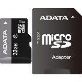 Карта памяти 32Gb MicroSD ADATA + SD адаптер (AUSDH32GUICL10-RA1)