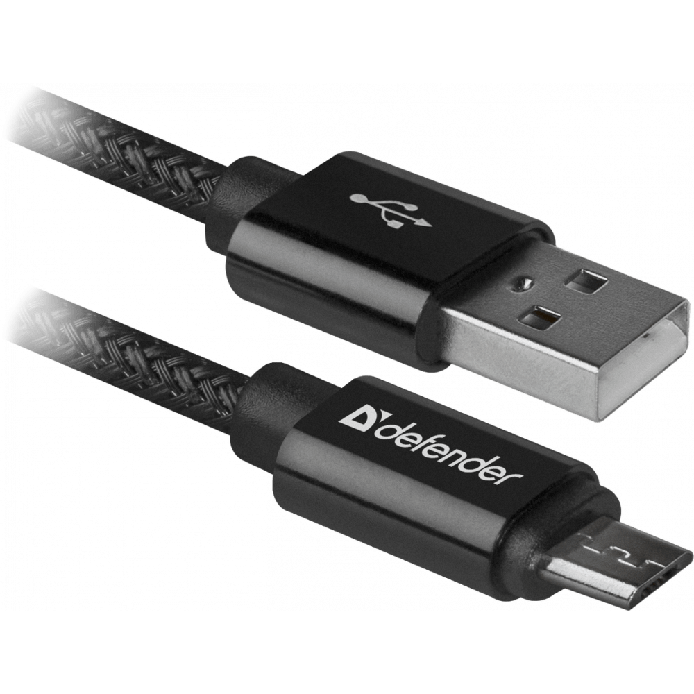 Кабель USB A (M) - microUSB B (M), 1м, Defender USB08-03T Black - 87802