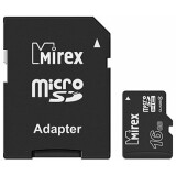Карта памяти 16Gb MicroSD Mirex + SD адаптер  (13613-ADTMSD16)