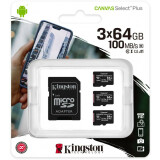 Карта памяти 64Gb MicroSD Kingston Canvas Select Plus + SD адаптер (SDCS2/64GB-3P1A)