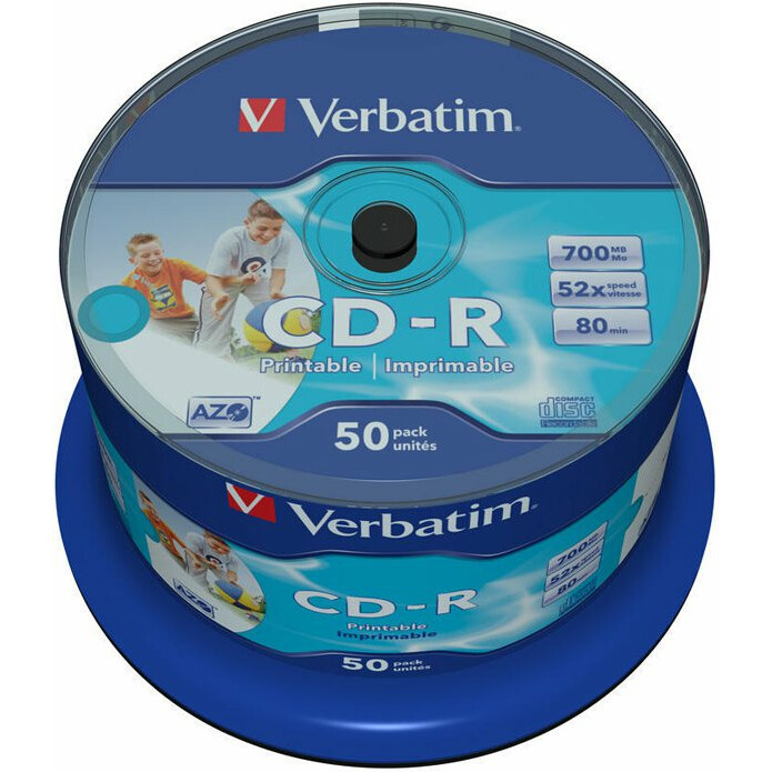 Диск CD-R Verbatim 700Mb 52x AZO Wide Inkjet Printable (50шт) (43438)