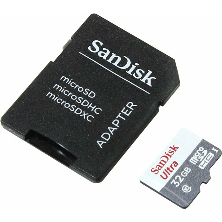 Карта памяти 32Gb MicroSD SanDisk Ultra + SD адаптер (SDSQUNB-032G-GN3MA)