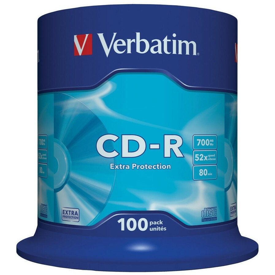 Диск CD-R Verbatim 700Mb 52x DataLife Cake Box (100шт) (43411)