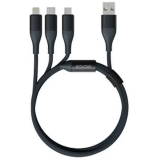 Кабель USB - microUSB/USB Type-C/Lightning, 1.2м, Xiaomi Solove DW2 Dark Grey