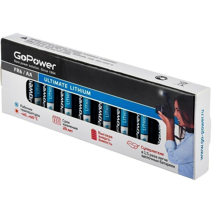 Батарейка GoPower Ultimate Lithium (AA, 10 шт) - 00-00024456