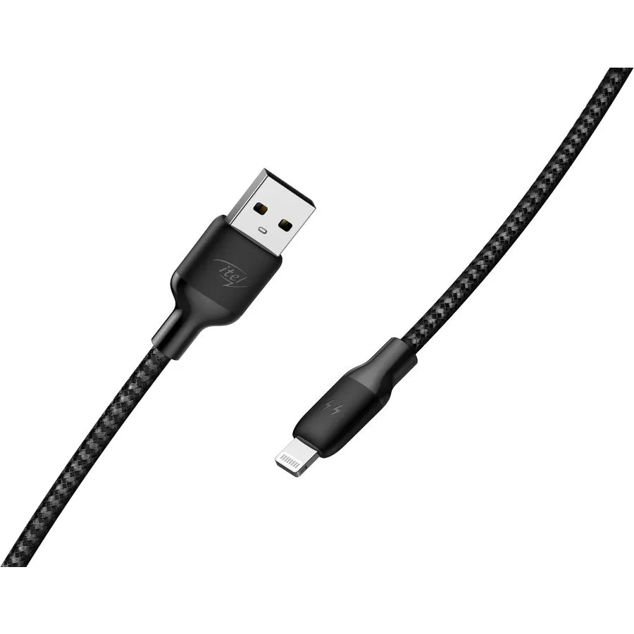 Кабель USB - Lightning, 1м, itel L22N Black - ICD-L22N
