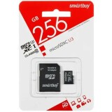 Карта памяти 256Gb MicroSD SmartBuy + SD адаптер (SB256GBSDU3-01)