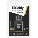 Карта памяти 8Gb MicroSD Digoldy + SD адаптер (DG008GCSDHC10-AD)