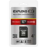 Карта памяти 4Gb MicroSD Exployd + SD адаптер (EX004GCSDHC10-AD)
