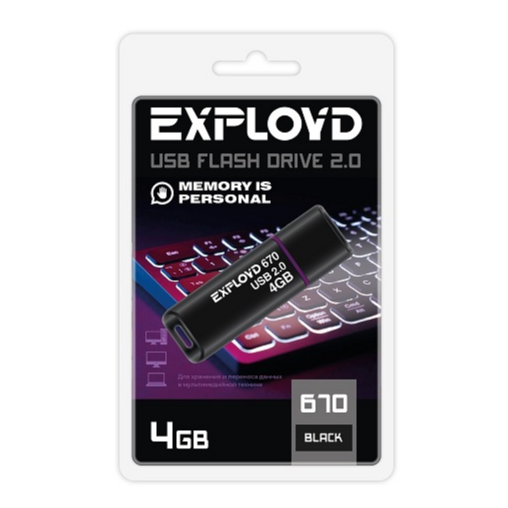 USB Flash накопитель 4Gb Exployd 670 Black - EX-4GB-670-Black