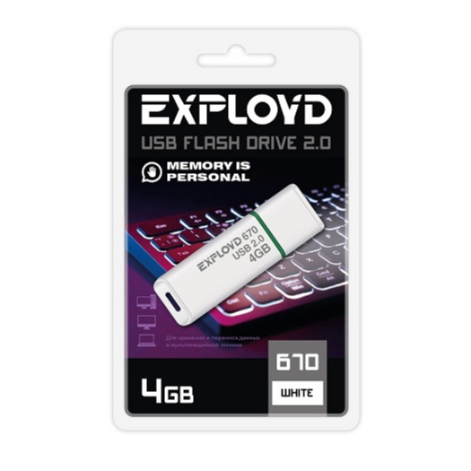 USB Flash накопитель 4Gb Exployd 670 White - EX-4GB-670-White