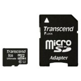 Карта памяти 8Gb MicroSD Transcend + SD адаптер (TS8GUSDHC10U1)