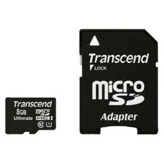 Карта памяти 8Gb MicroSD Transcend + SD адаптер (TS8GUSDHC10U1)