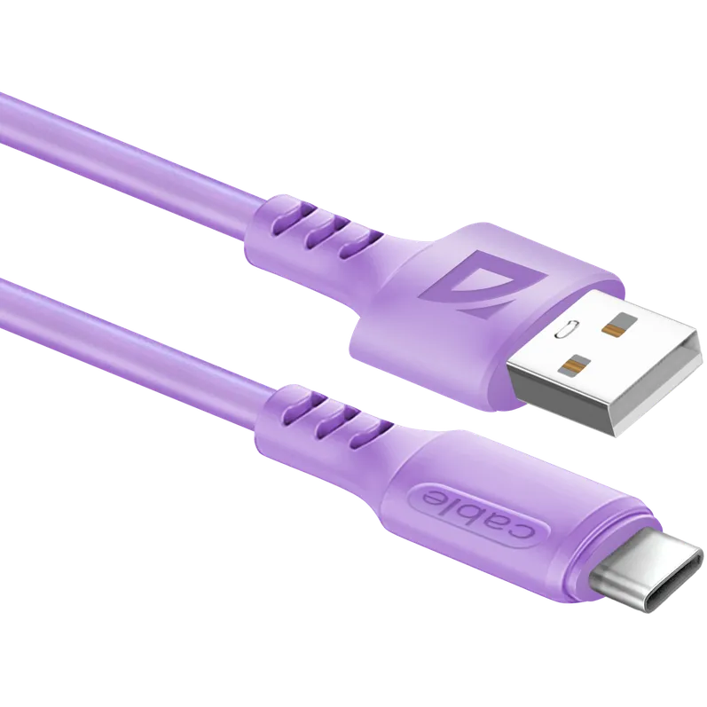 Кабель USB - USB Type-C, 1м, Defender F207 Violet - 87106VIO