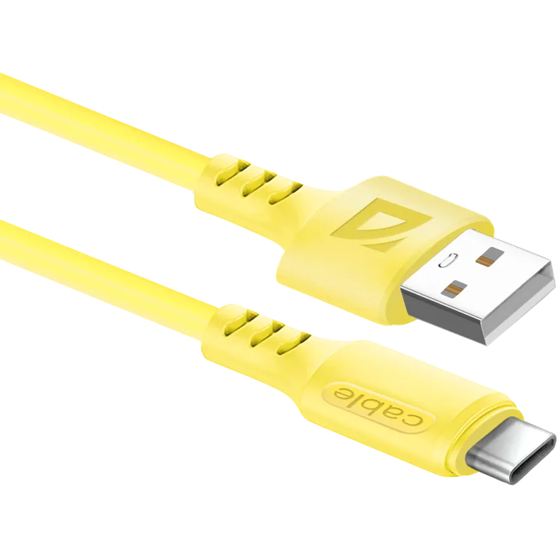 Кабель USB - USB Type-C, 1м, Defender F207 Yellow - 87106YEL