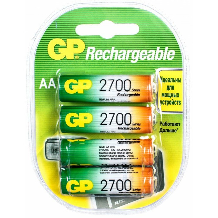 Аккумулятор GP (AA, NiMH, 2700mAh, 4 шт) - 270AAHC-2DECRC4