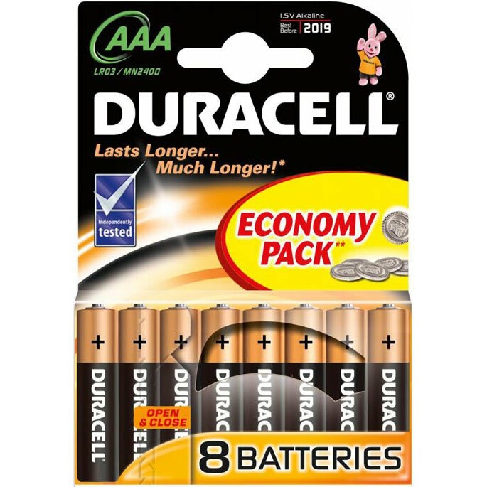 Батарейка Duracell Basic (AAA, Alkaline, 8 шт) - LR03-8BL