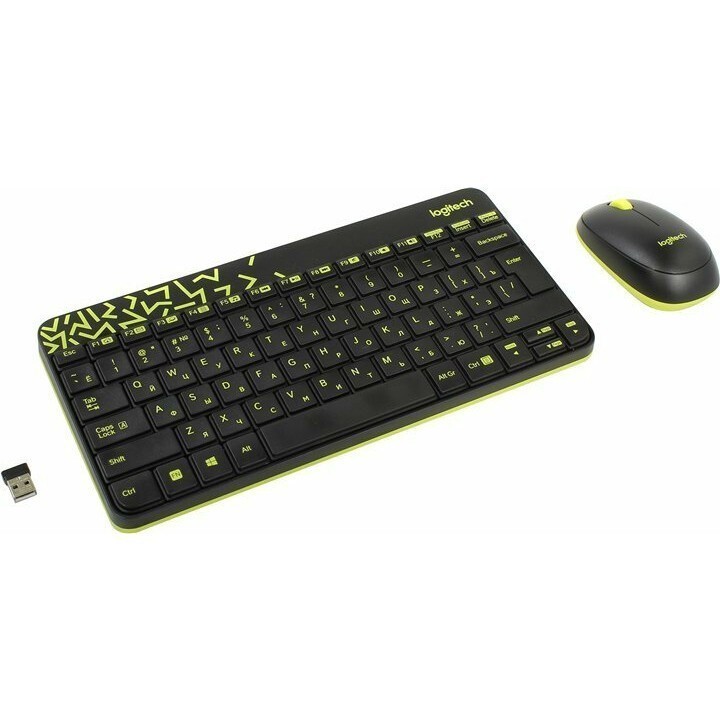 Клавиатура + мышь Logitech Wireless Combo MK240 Nano Black/Yellow (920-008213)