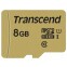Карта памяти 8Gb MicroSD Transcend + SD адаптер  (TS8GUSD500S)