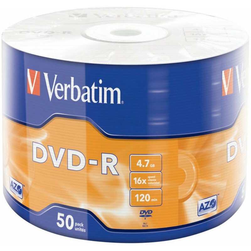 Диск DVD-R Verbatim 4.7Gb 16x Wrap (50шт) (43788)