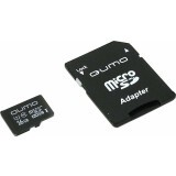 Карта памяти 16Gb MicroSD QUMO + SD адаптер  (QM16GMICSDHC10U1)