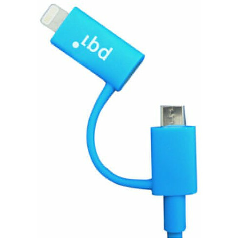 Кабель USB - microUSB/Lightning, 0.9м, PQI PQI-iCABLE-DuPlug90-BL - 6PCG-008R0015A