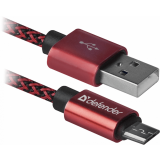 Кабель USB A (M) - microUSB B (M), 1м, Defender USB08-03T Red (87801)