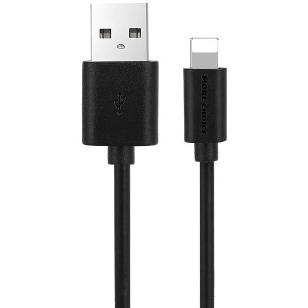 Кабель USB - Lightning, 1м, More Choice K13i Black - K13IB
