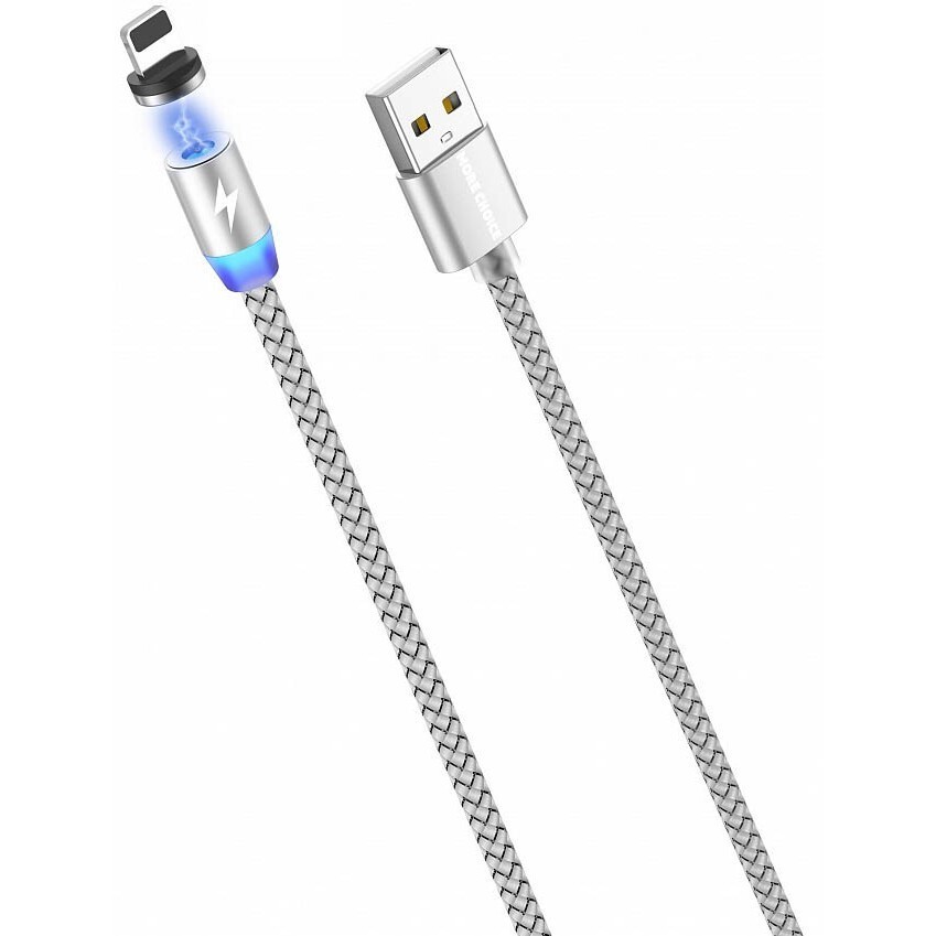 Кабель USB - Lightning, 1м, More Choice K61Si Silver - K61SIS