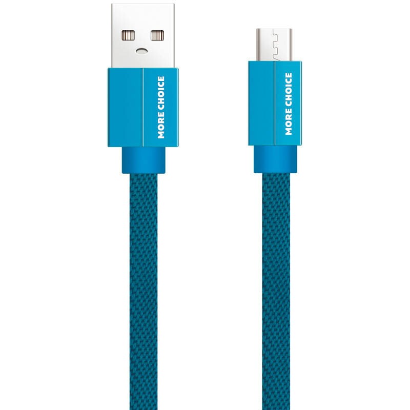 Кабель USB A (M) - microUSB B (M), 1м, More Choice K20m Blue - K20MBL
