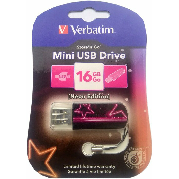 USB Flash накопитель 16Gb Verbatim Mini Neon Pink (49396)