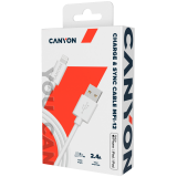 Кабель USB - Lightning, 2м, Canyon CNS-MFIC12W