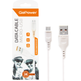 Кабель USB A (M) - microUSB B (M), 1м, GoPower GP01M White (00-00018563)